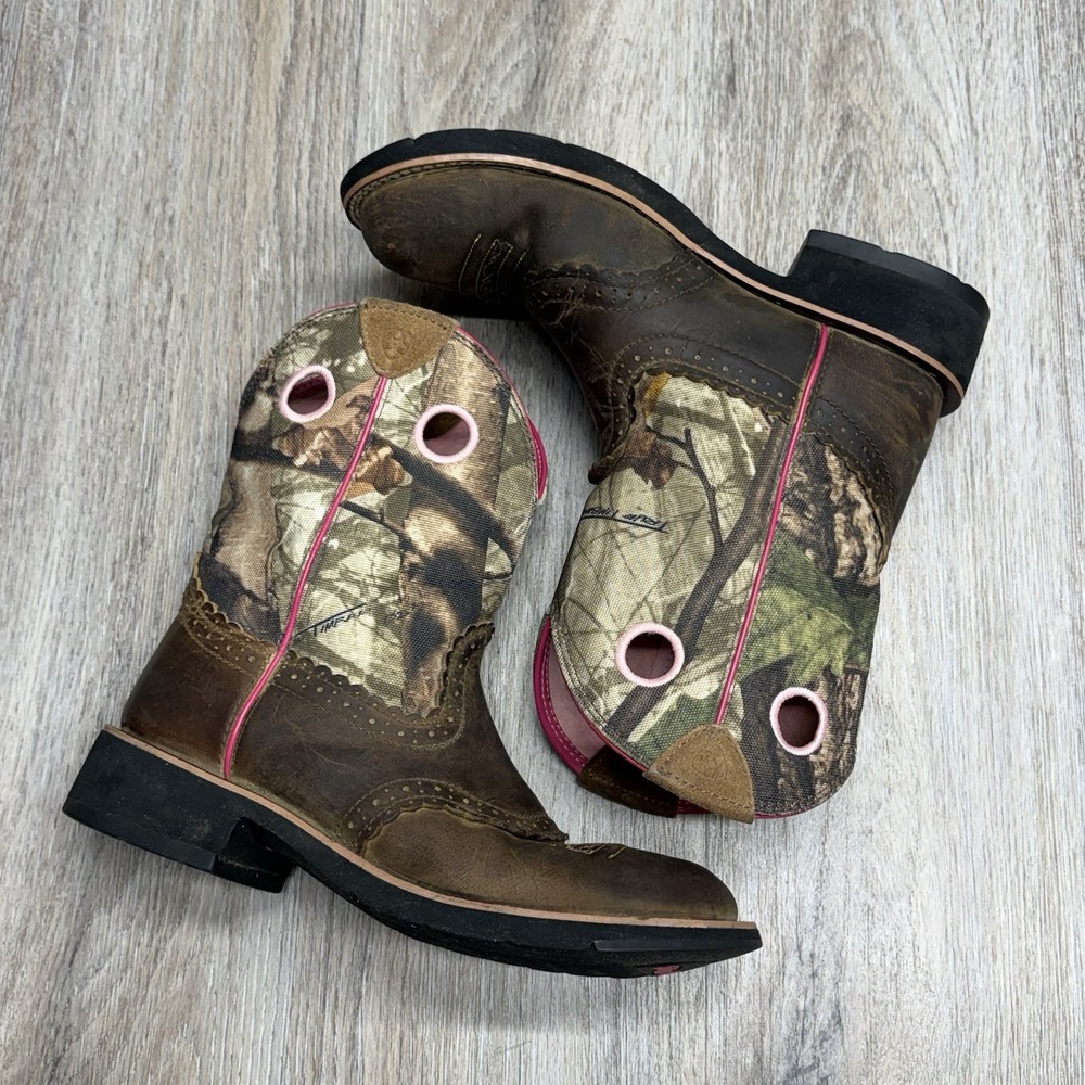 ARIAT Fatbaby Camo Western Cowboy Boots Womens 9.5 B Pink Camouflage
